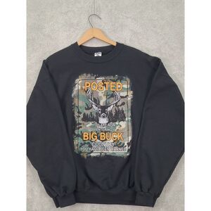 Jerzees Sweatshirt  Posted Big Buck‎ County Men's Adult Size XL Graphic Print